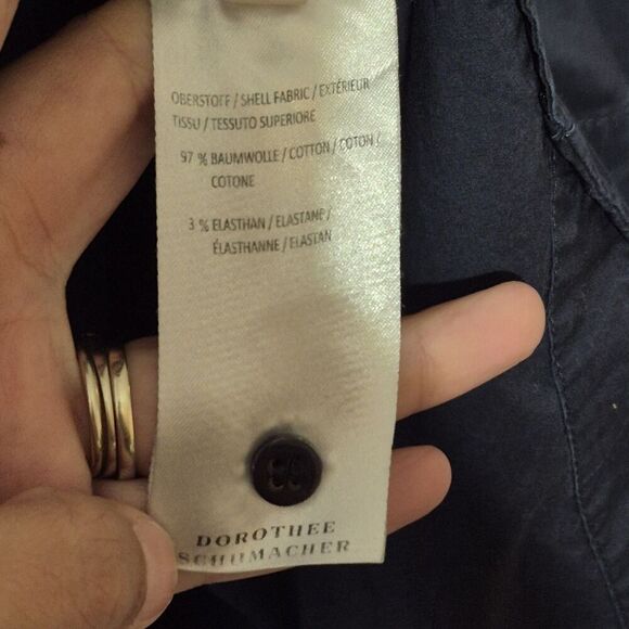 Dorothee Schumacher Women's Navy Blue Long Sleeve Double Cuff Button Up Top 2 - Picture 3 of 9